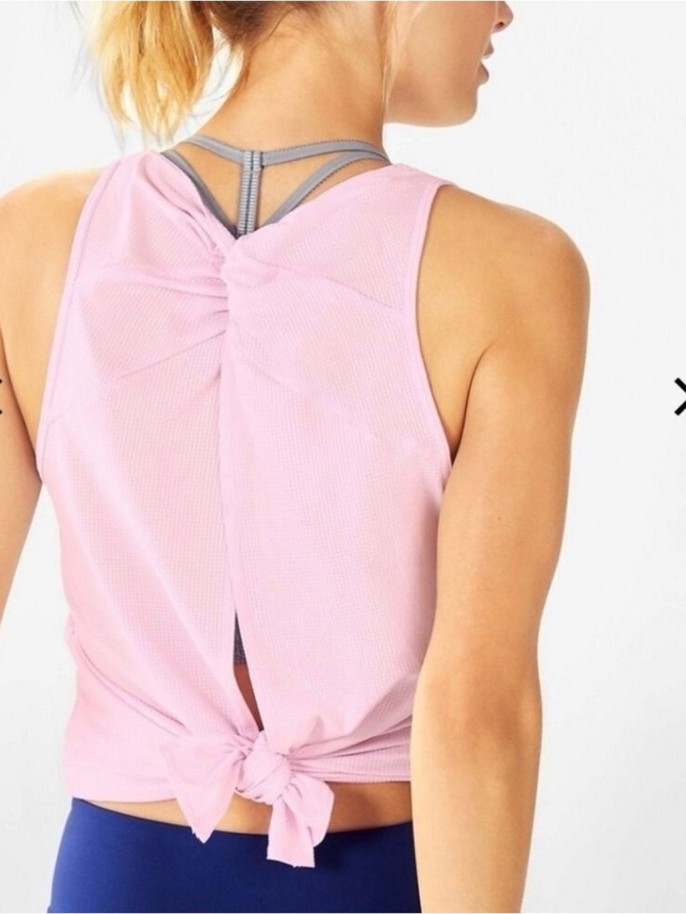 Fabletics Twist-Back Sleeveless Tank in Light Pink